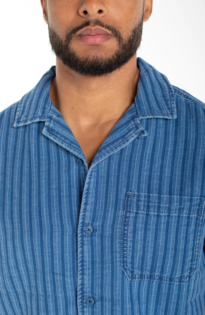 Short Sleeve Camp Shirt in Indigo - Madison's Niche