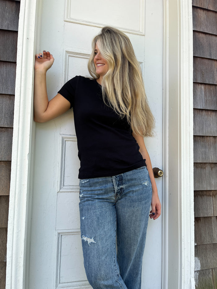 Short Sleeve Crew in Black - Madison's Niche