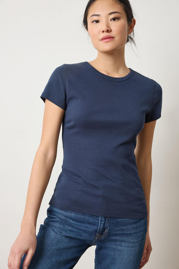 Short Sleeve Crew in Dark Navy - Madison's Niche