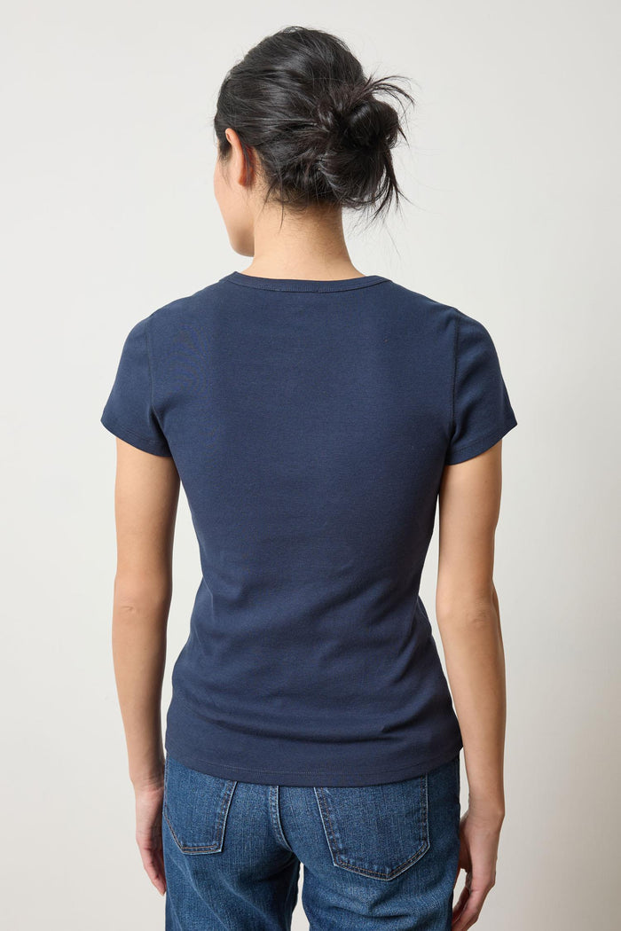 Short Sleeve Crew in Dark Navy - Madison's Niche