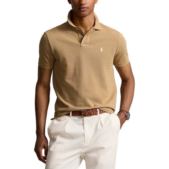 Short Sleeve Mesh Polo in Cafe Tan - Madison's Niche