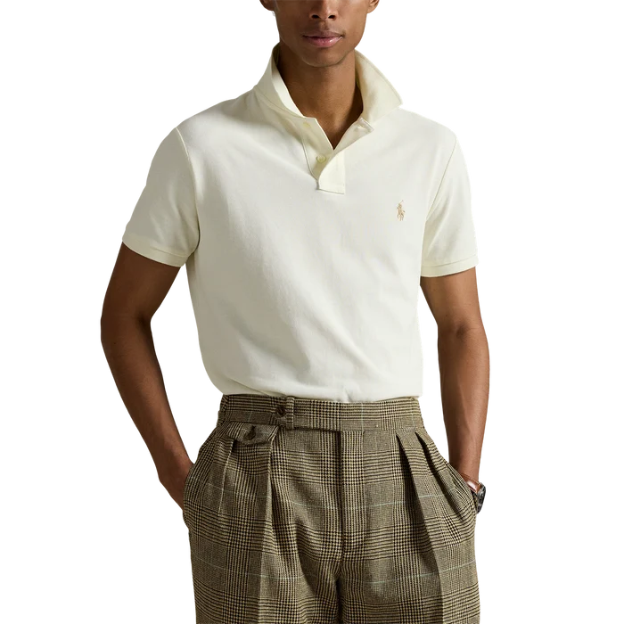 Short Sleeve Mesh Polo in Cream - Madison's Niche