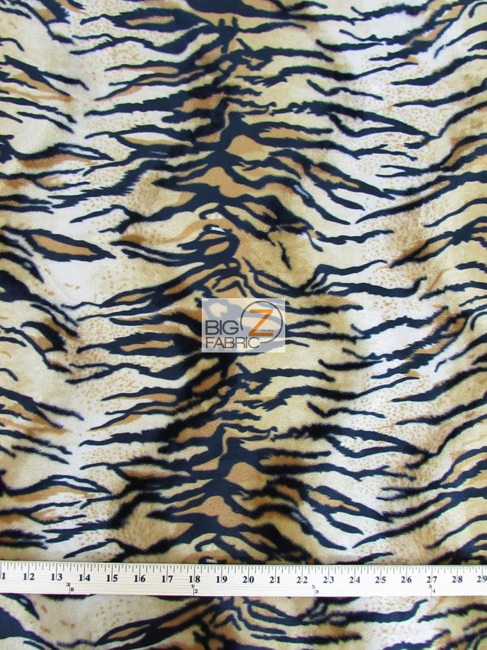 Siberian Tiger Velboa Tiger Animal Short Pile Fabric / Sold By The Yard||color:Siberian Tiger