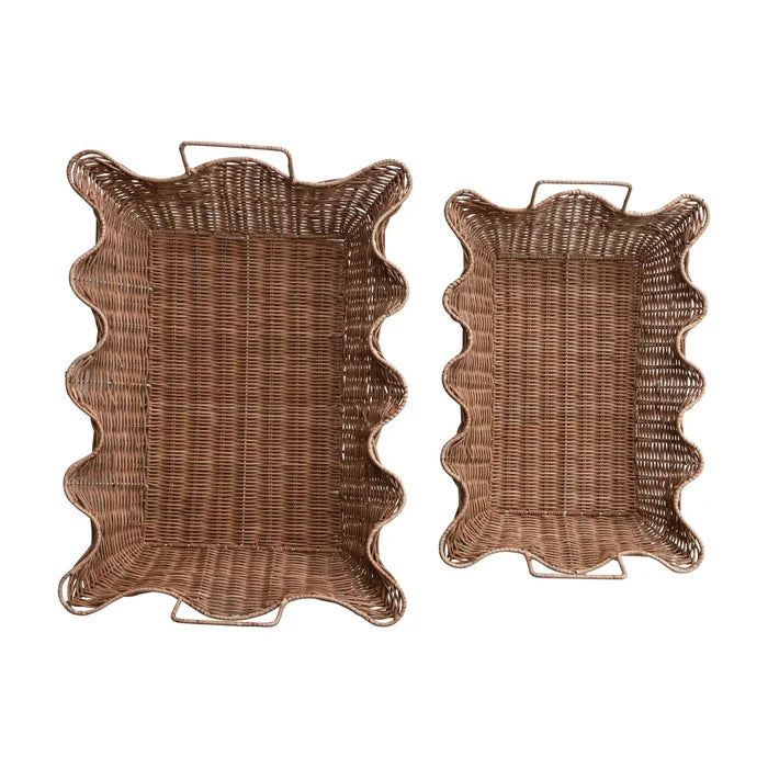 Side Scalloped Tray with Handle - Madison's Niche