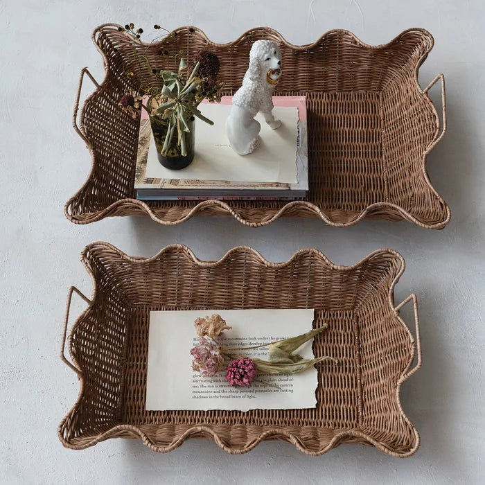 Side Scalloped Tray with Handle - Madison's Niche