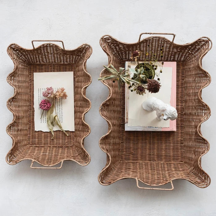 Side Scalloped Tray with Handle - Madison's Niche