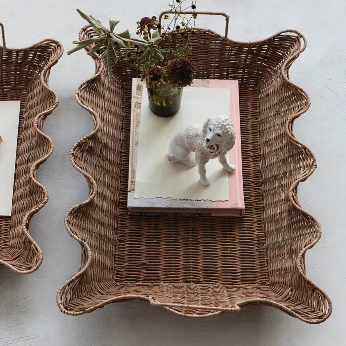 Side Scalloped Tray with Handle - Madison's Niche