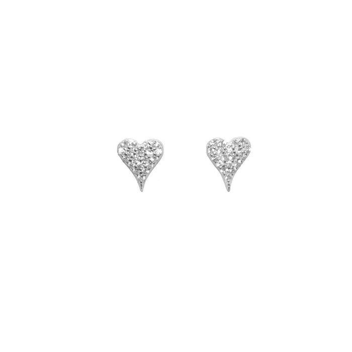 Silver Pavé Heart Post Earrings - Madison's Niche