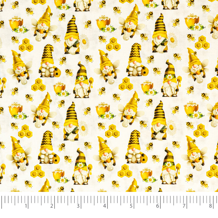 SINGER®  Fabric,  100% Cotton, 44 Inch Wide, Bee Gnomes White, Cut by the Yard