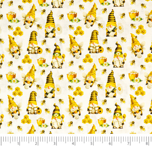 SINGER®  Fabric,  100% Cotton, 44 Inch Wide, Bee Gnomes White, Cut by the Yard