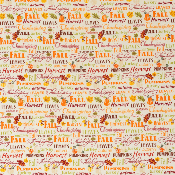 SINGER®  Fabric, 100% Cotton, 44 Inch Wide, Fall Words, Cut by the Yard