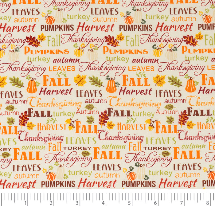 SINGER®  Fabric, 100% Cotton, 44 Inch Wide, Fall Words, Cut by the Yard