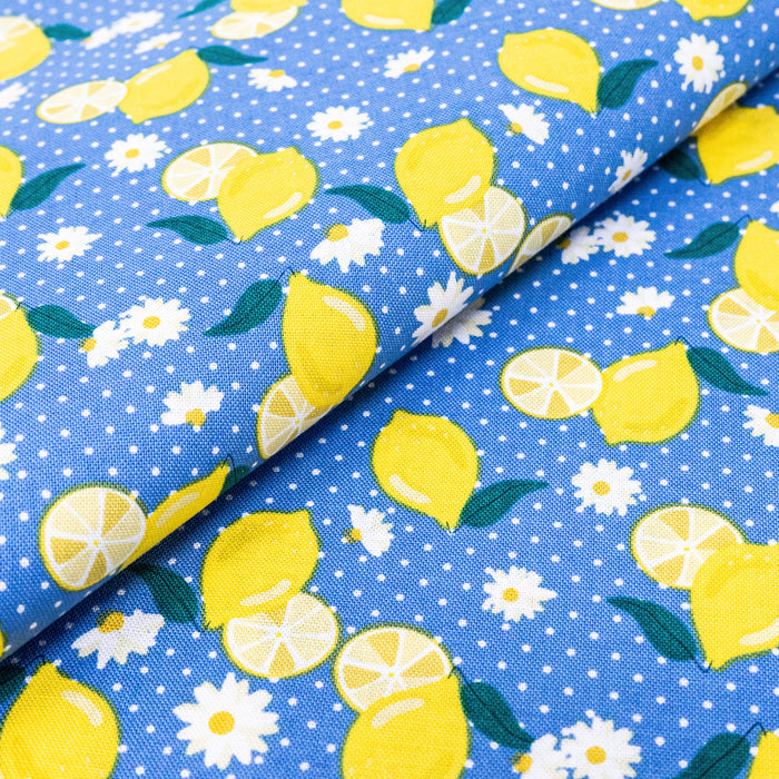 SINGER®  Fabric,  100% Cotton, 44 Inch Wide, Lemons And Dots, Cut by the Yard
