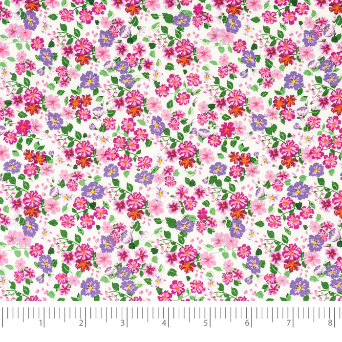 SINGER®  Fabric,  100% Cotton, 44 Inch Wide, Packed Pink Flowers, Cut by the Yard