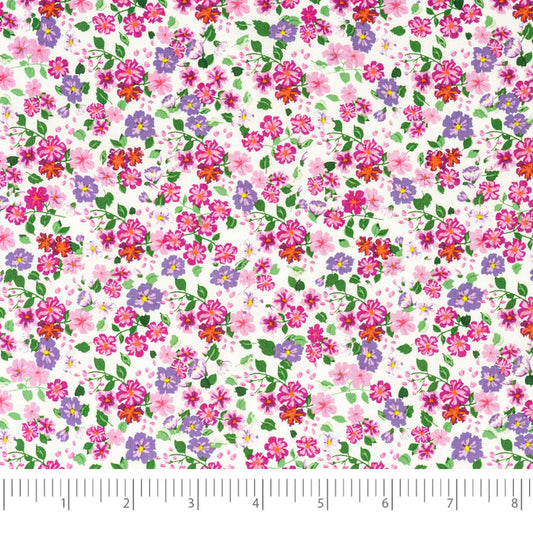 SINGER®  Fabric,  100% Cotton, 44 Inch Wide, Packed Pink Flowers, Cut by the Yard