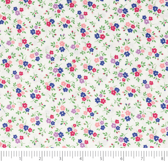SINGER®  Fabric,  100% Cotton, 44 Inch Wide, Purple Pink Flower On White, Cut by the Yard