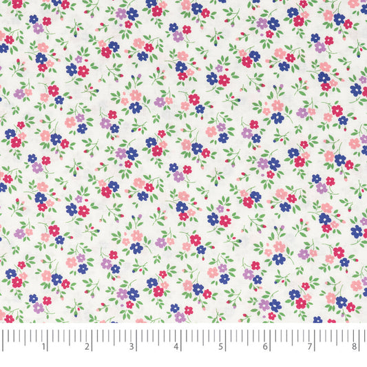 SINGER®  Fabric,  100% Cotton, 44 Inch Wide, Purple Pink Flower On White, Cut by the Yard