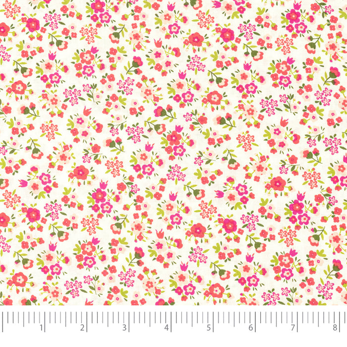 SINGER®  Fabric,  100% Cotton, 44 Inch Wide, Small Pink Flowers On White, Cut by the Yard