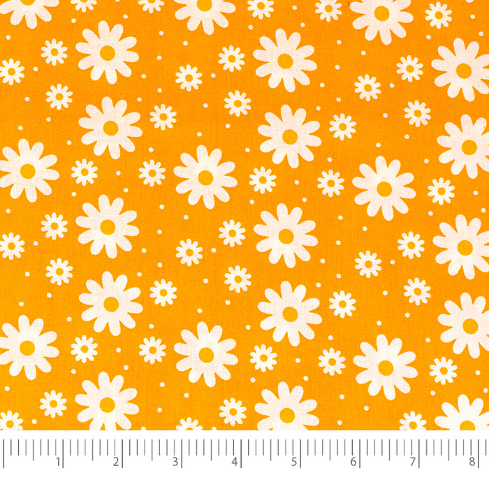 SINGER®  Fabric,  100% Cotton, 44 Inch Wide, Small White Flowers On Yellow, Cut by the Yard