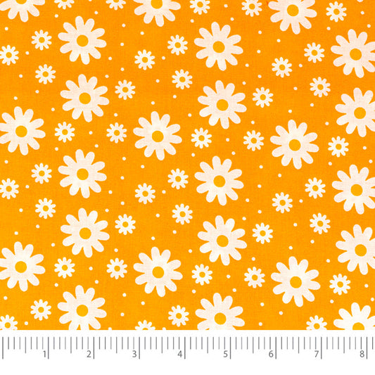 SINGER®  Fabric,  100% Cotton, 44 Inch Wide, Small White Flowers On Yellow, Cut by the Yard