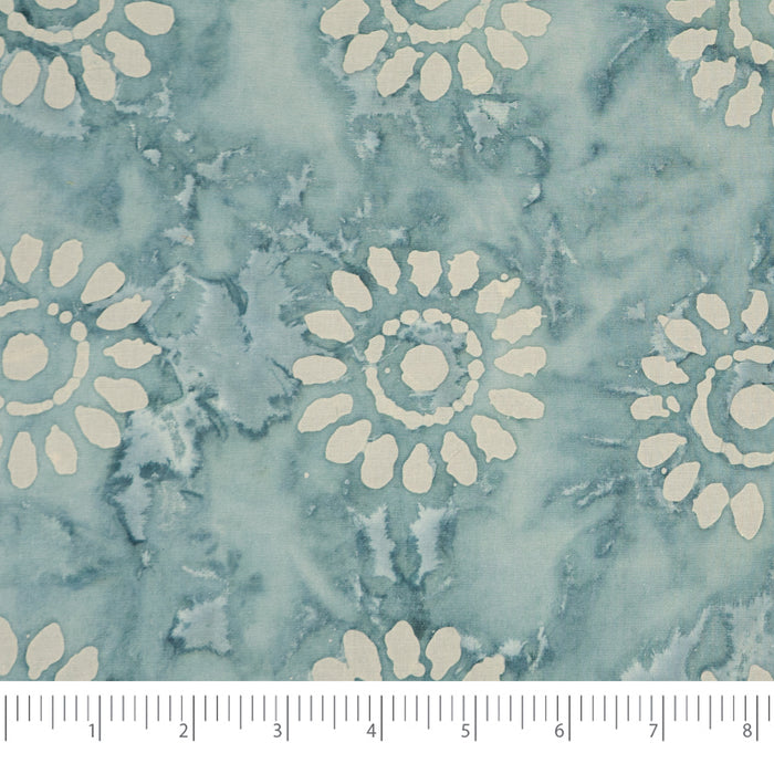 SINGER® Fabric 100% Cotton Batik Collection 42 inch Wide Cadet Blue Sunflower Cut by the Yard