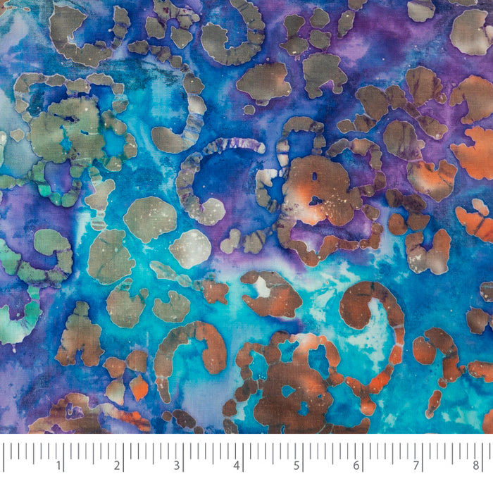 SINGER® Fabric 100% Cotton Batik Collection 42 inch Wide Green and Purple Flower Cut by the Yard