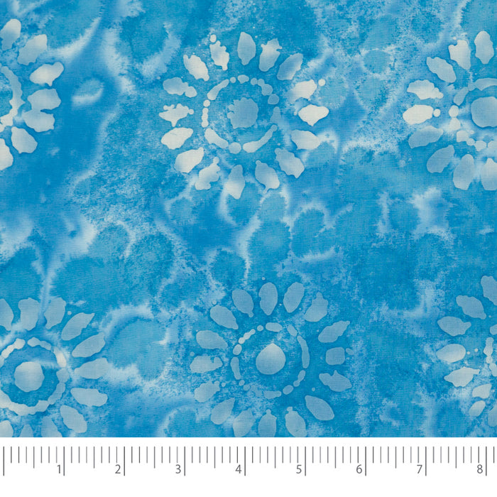 SINGER® Fabric 100% Cotton Batik Collection 42 inch Wide Light Sky Blue Sunflower Cut by the Yard