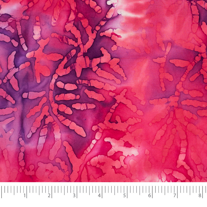 SINGER® Fabric 100% Cotton Batik Collection 42 inch Wide Pink and Purple Leaves Cut by the Yard