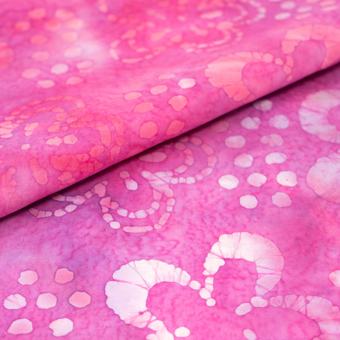 SINGER® Fabric 100% Cotton Batik Collection 42 inch Wide Pink Flower Cut by the Yard