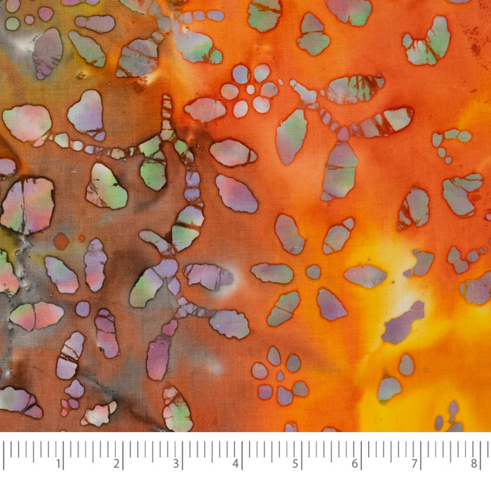 SINGER® Fabric 100% Cotton Batik Collection 42 inch Wide Red and Orange Flower Cut by the Yard