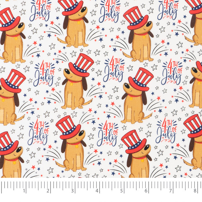 SINGER® Fabric, 100% Cotton, Festive Dogs In Hats, Cut by the Yard