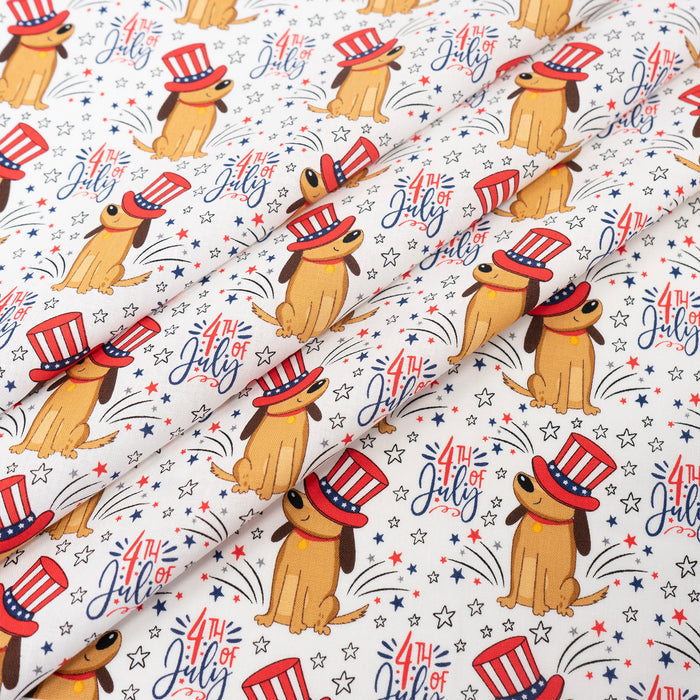 SINGER® Fabric, 100% Cotton, Festive Dogs In Hats, Cut by the Yard