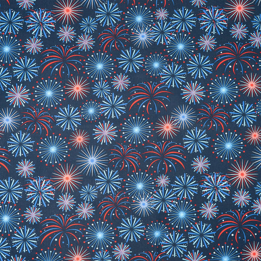 SINGER® Fabric, 100% Cotton, Patriotic Fireworks In Navy Sky, Cut by the Yard