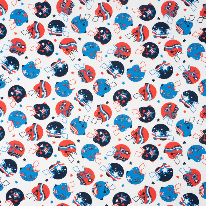 SINGER® Fabric, 100% Cotton, Patriotic Football Helmets, Cut by the Yard