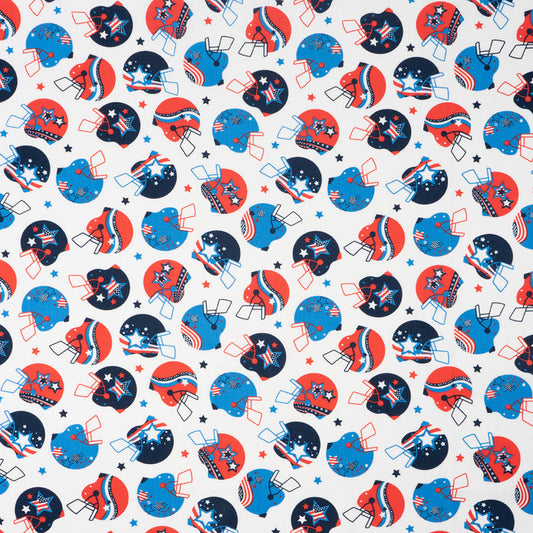 SINGER® Fabric, 100% Cotton, Patriotic Football Helmets, Cut by the Yard