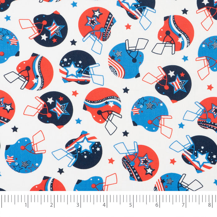 SINGER® Fabric, 100% Cotton, Patriotic Football Helmets, Cut by the Yard