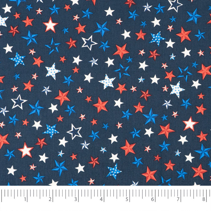 SINGER® Fabric, 100% Cotton, Patriotic Stars On Navy, Cut by the Yard
