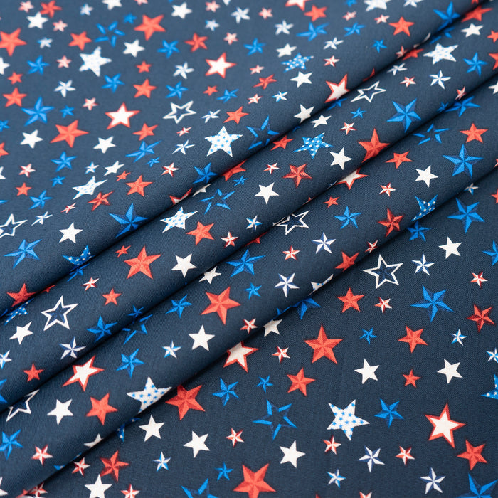 SINGER® Fabric, 100% Cotton, Patriotic Stars On Navy, Cut by the Yard