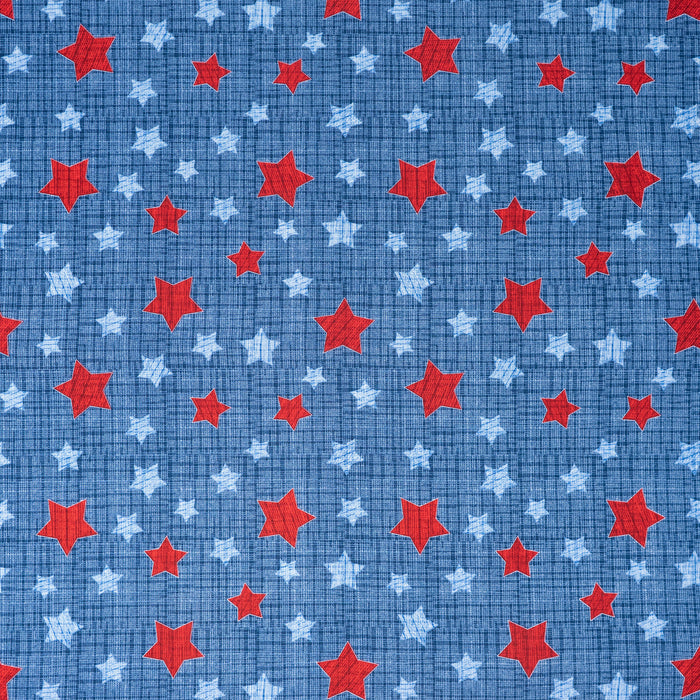 SINGER® Fabric, 100% Cotton, Red & Blue Stars On Texture, Cut by the Yard