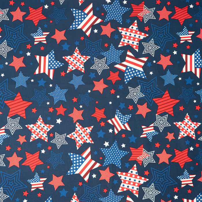 SINGER® Fabric, 100% Cotton, Stars Allover On Navy, Cut by the Yard