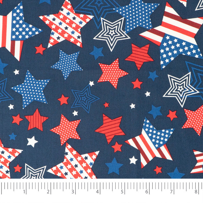 SINGER® Fabric, 100% Cotton, Stars Allover On Navy, Cut by the Yard