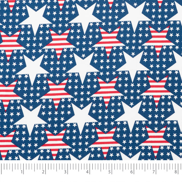 SINGER® Fabric, 100% Cotton, Stripes In Stars On Dots, Cut by the Yard