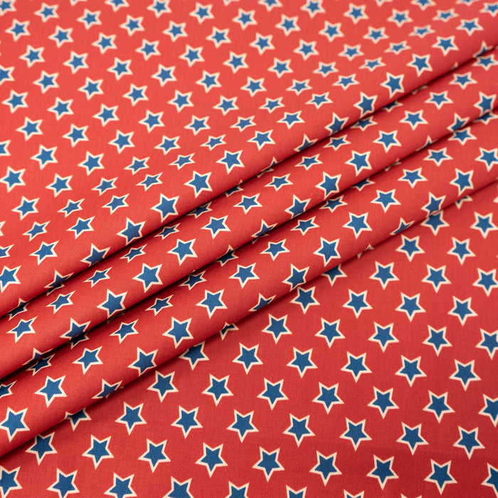 SINGER® Fabric, 100% Cotton, True Red & Blue Stars, Cut by the Yard