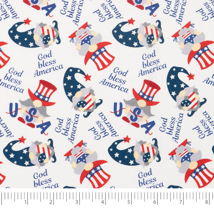 SINGER® Fabric, 100% Cotton, USA Gnomes, Cut by the Yard