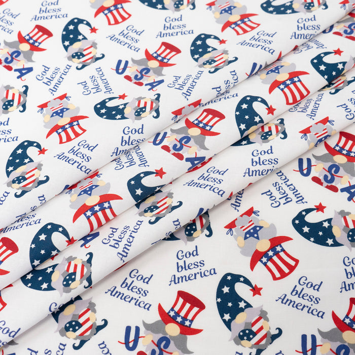SINGER® Fabric, 100% Cotton, USA Gnomes, Cut by the Yard