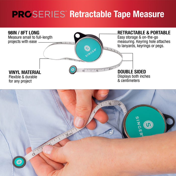 SINGER® ProSeries™ 96 inch Leatherette Retractable Pocket Tape Measure