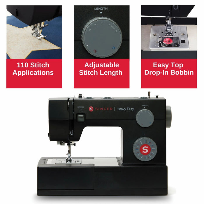 SINGER® Heavy Duty 4432 Black Sewing Machine & Universal Canvas Tote Bundle -- Product Image