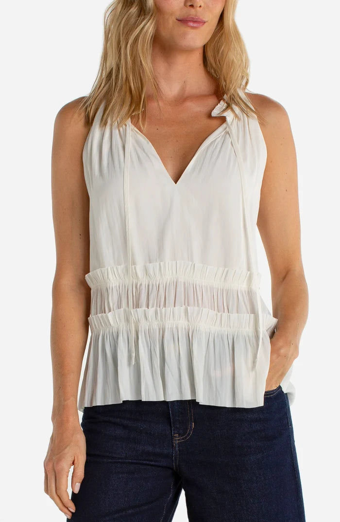 Sleeveless Ruffled Top in Cream - Madison's Niche