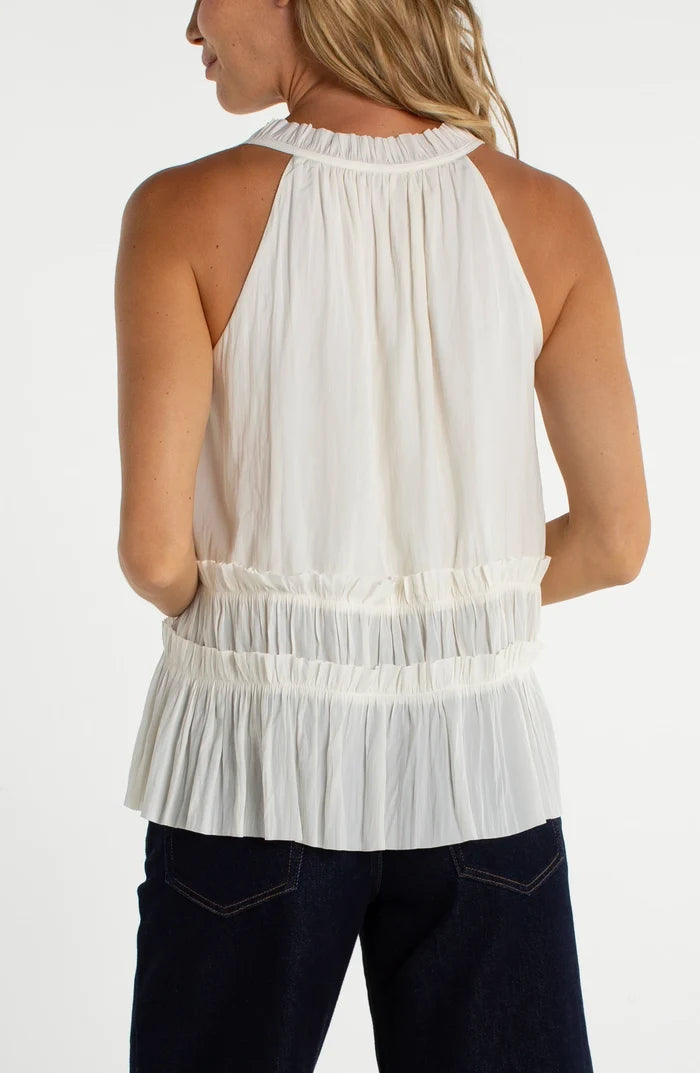 Sleeveless Ruffled Top in Cream - Madison's Niche