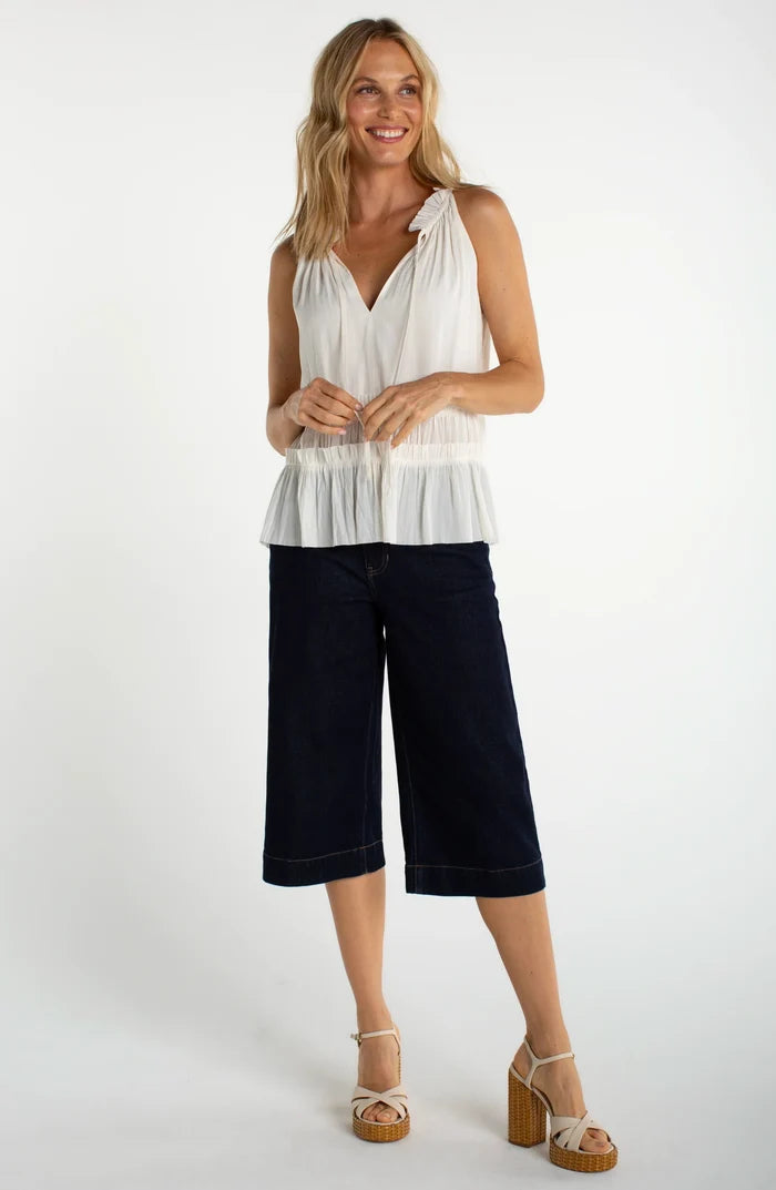 Sleeveless Ruffled Top in Cream - Madison's Niche